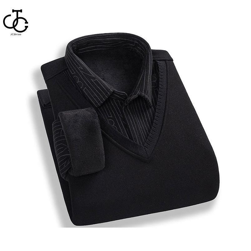 【即納】裏起毛シャツ メンズ ニットベスト フェイクレイヤード シャツ 厚手 冬 裏起毛 あったか トップス 防寒 長袖シャツ ニットジレ Vネック ベスト