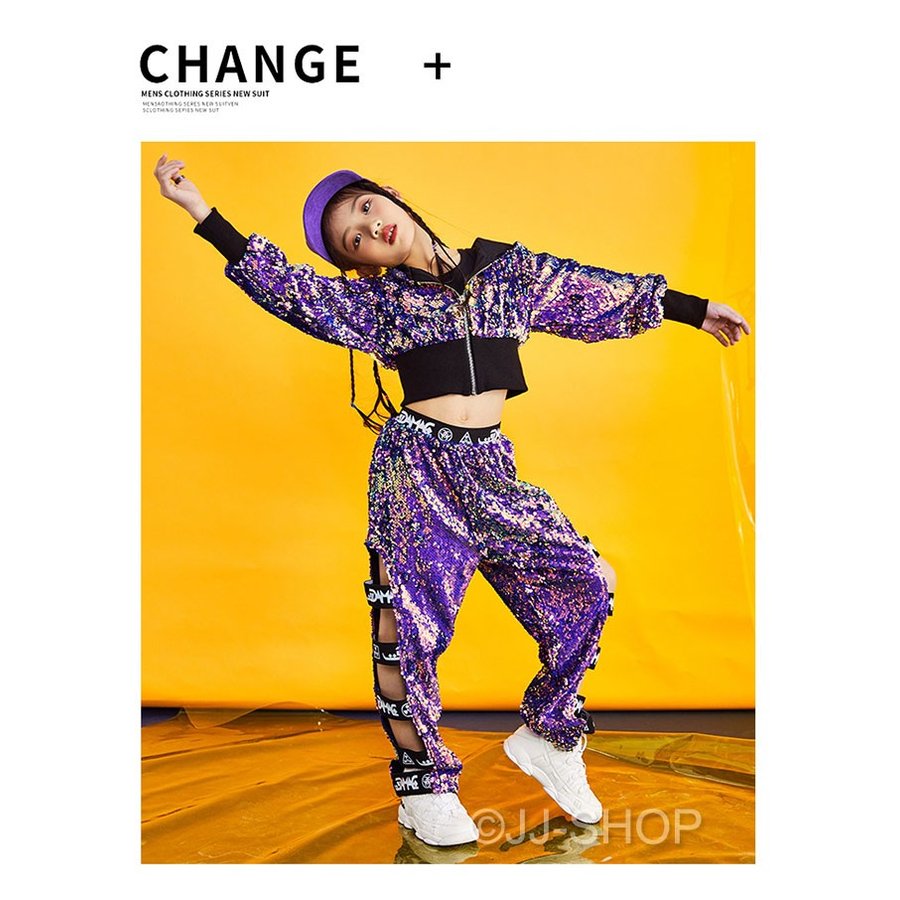 ジャケット スパンコール 衣装 キッズダンス衣装 キッズ ヒップホップ ダンス衣装 キッズダンス衣装