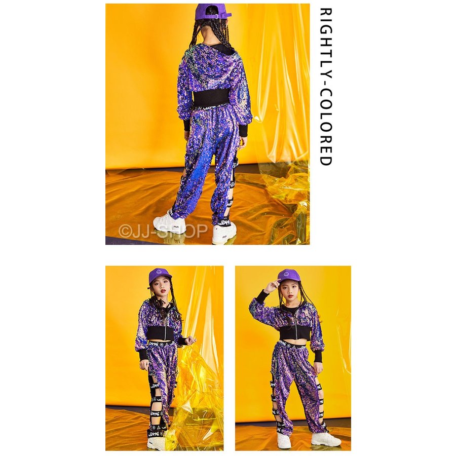 ジャケット スパンコール 衣装 キッズダンス衣装 キッズ ヒップホップ ダンス衣装 キッズダンス衣装
