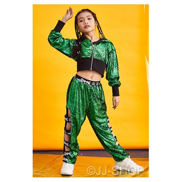 ジャケット スパンコール 衣装 キッズダンス衣装 キッズ ヒップホップ ダンス衣装 キッズダンス衣装