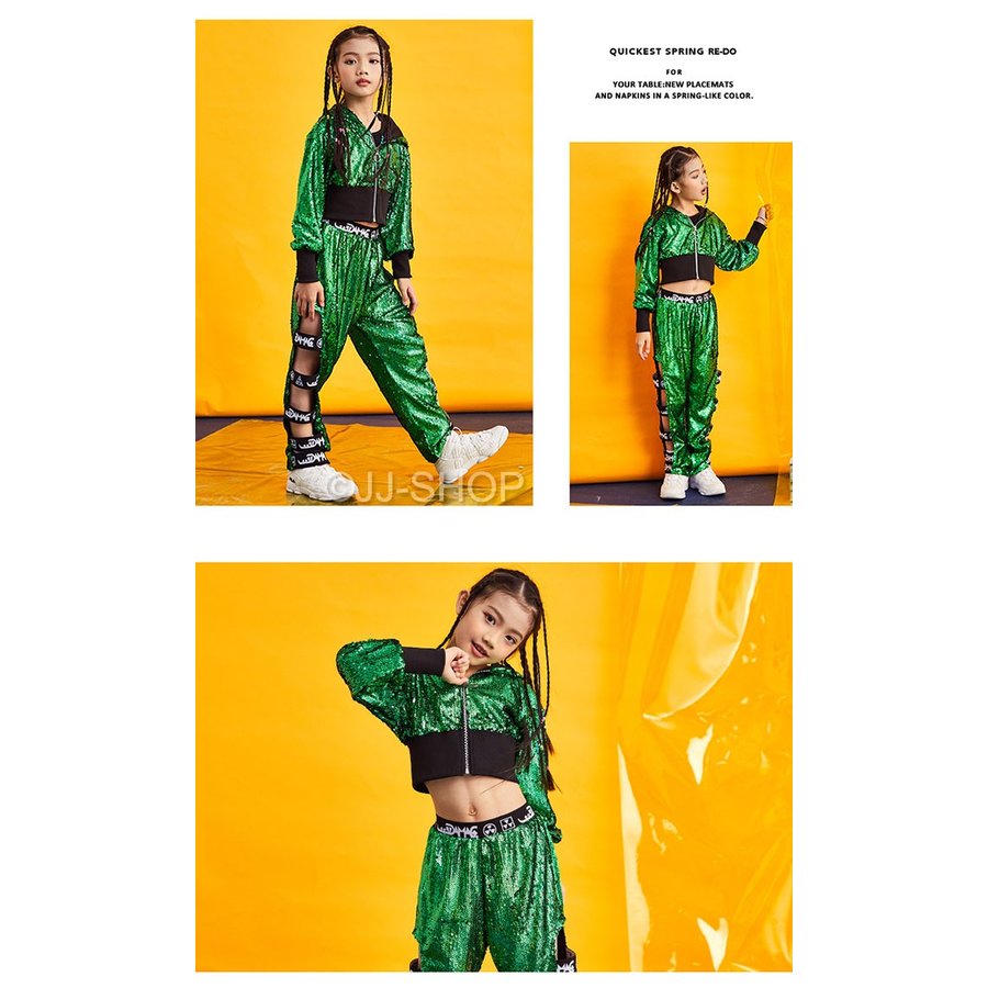 ジャケット スパンコール 衣装 キッズダンス衣装 キッズ ヒップホップ ダンス衣装 キッズダンス衣装