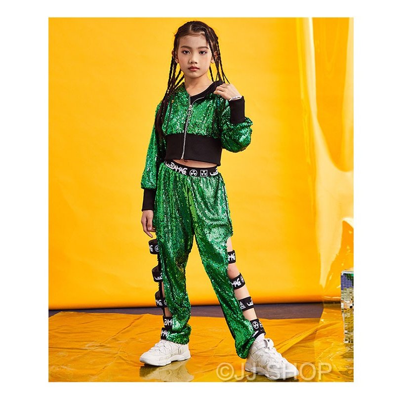 ジャケット スパンコール 衣装 キッズダンス衣装 キッズ ヒップホップ ダンス衣装 キッズダンス衣装