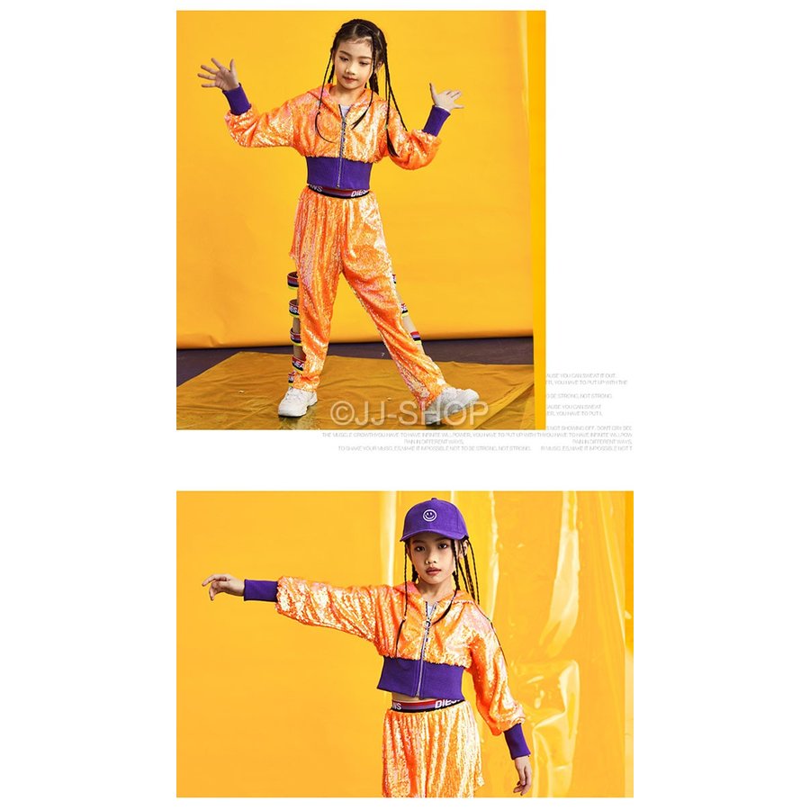 ジャケット スパンコール 衣装 キッズダンス衣装 キッズ ヒップホップ ダンス衣装 キッズダンス衣装