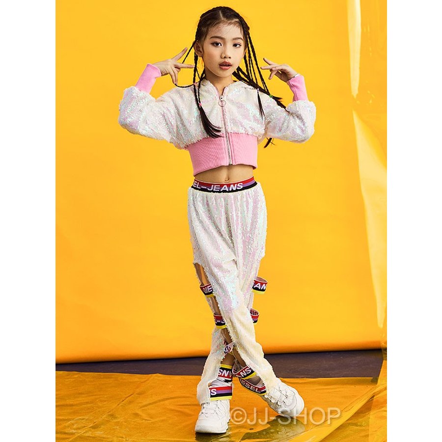 ジャケット スパンコール 衣装 キッズダンス衣装 キッズ ヒップホップ ダンス衣装 キッズダンス衣装