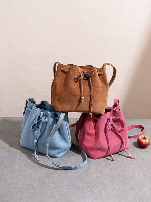 本革/バケツ型/軽量レディース ミニショルダーバッグ スマホポケット付き ななめ掛け コンパクト 本革/バケツ型/軽量レディース ミニショルダーバッグ スマホポケット付き ななめ掛け コンパクト