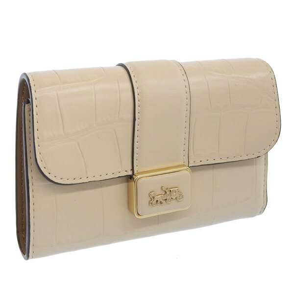 コーチ 財布 レディース 二つ折り財布 アウトレット アイボリー CROC MED GRC WLT CE686IMIVO COACH