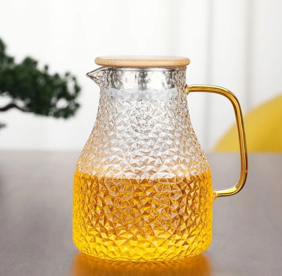 国内のお茶とジュースの槌で打たれたガラスの水差し厚くされた耐熱ケトル冷たいやかんの水カップ3690