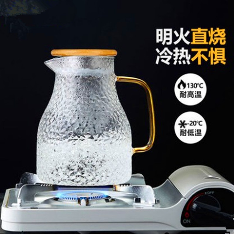国内のお茶とジュースの槌で打たれたガラスの水差し厚くされた耐熱ケトル冷たいやかんの水カップ3690