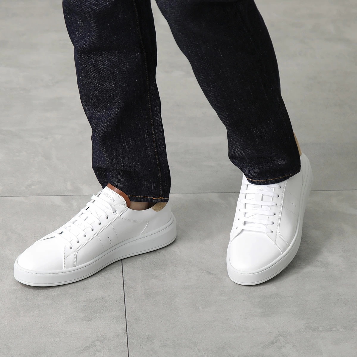 J.M. WESTON ジェイエムウエストン スニーカー On Time #624 オンタイム 13N9GUF62452 メンズ ローカット レザー シューズ 靴 WHITE/BEIGE/TAN