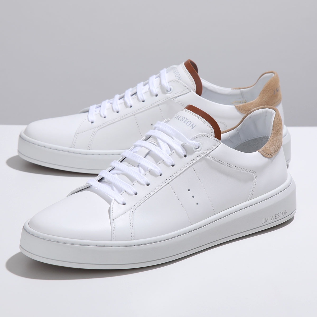 J.M. WESTON ジェイエムウエストン スニーカー On Time #624 オンタイム 13N9GUF62452 メンズ ローカット レザー シューズ 靴 WHITE/BEIGE/TAN