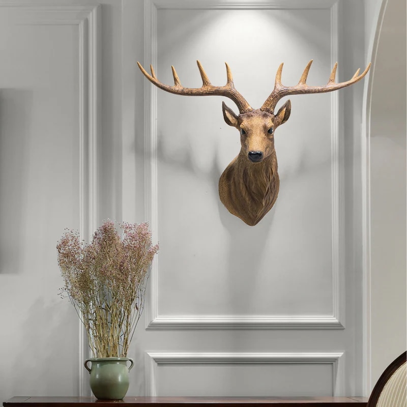 ハンティングトロフィー調 壁掛けインテリア 鹿 頭 ウォールインテリア 装飾　デコレーション 動物 アート モニュメント おしゃれ リビング 玄関 樹脂