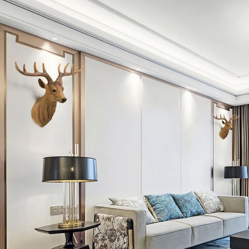 ハンティングトロフィー調 壁掛けインテリア 鹿 頭 ウォールインテリア 装飾　デコレーション 動物 アート モニュメント おしゃれ リビング 玄関 樹脂