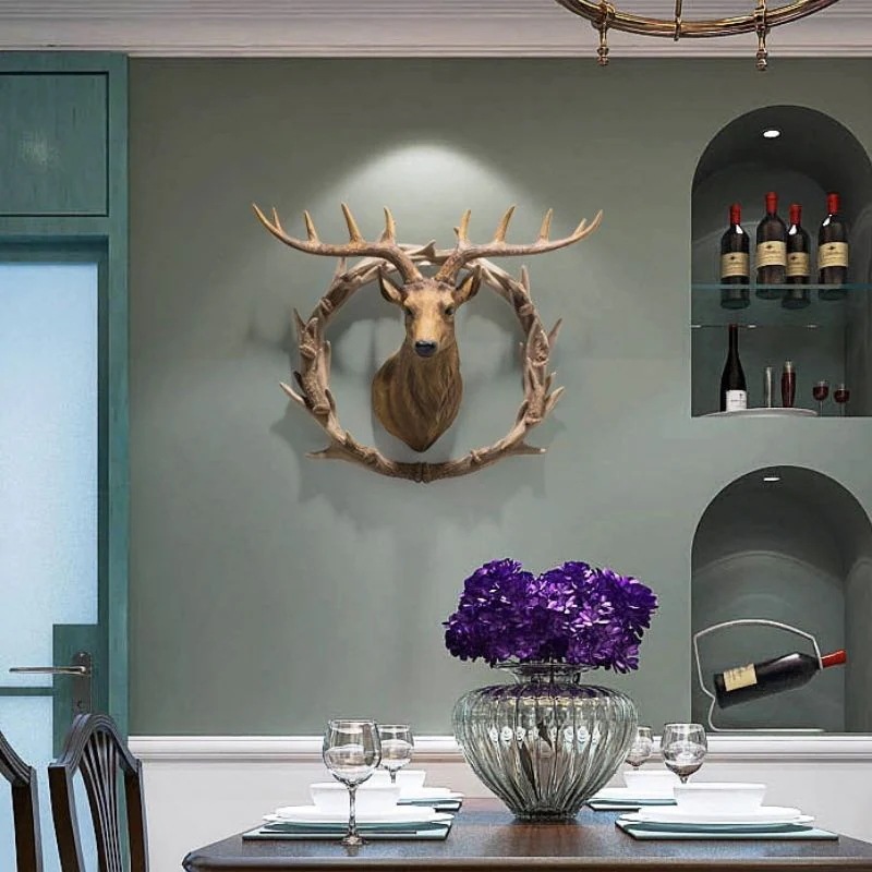 ハンティングトロフィー調 壁掛けインテリア 鹿 頭 ウォールインテリア 装飾　デコレーション 動物 アート モニュメント おしゃれ リビング 玄関 樹脂