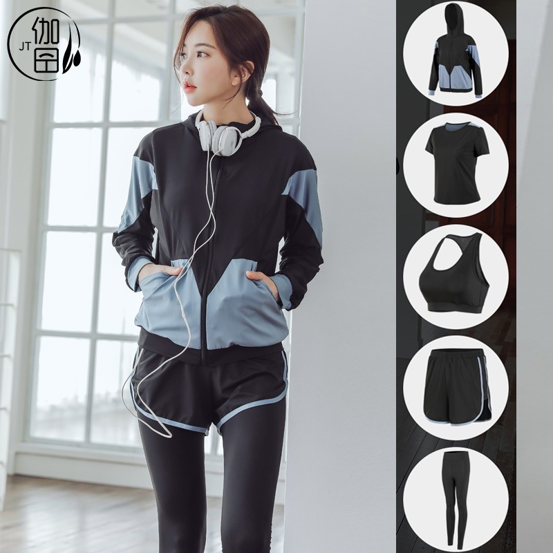 【人気商品 5点セット】 ヨガウェア スポーツ ウェアレディース 上下セット アウター エクササイズトレーニングウェアランニングウェア ヨガウェア上下セットダイエットウェア