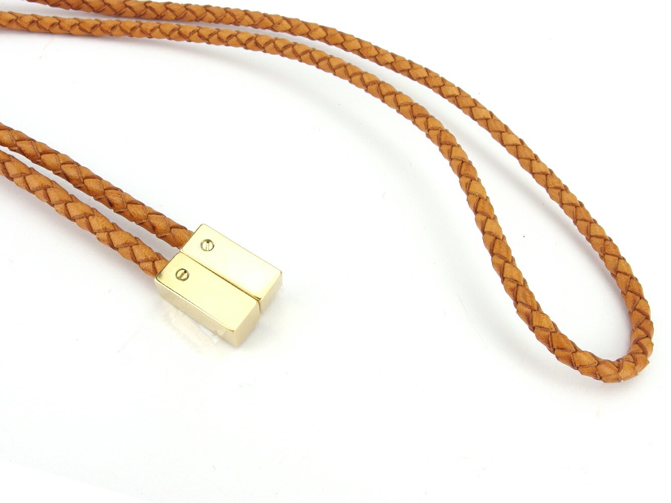 ベルト ウエストマーク 編み込み レディース サンチュールVVNトレセ ブラウン ゴールド 中古