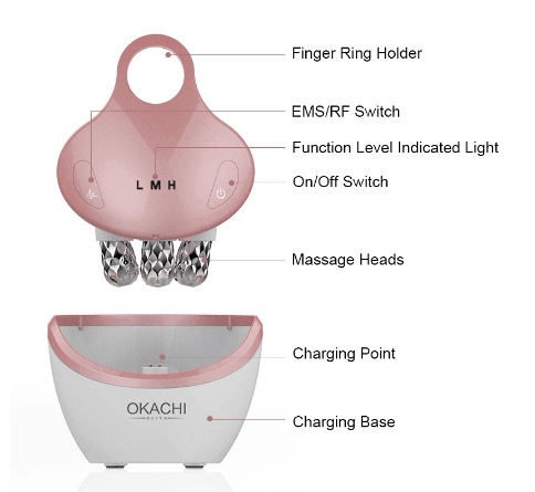 5合1顔マッサージ器/4 Dヘッド付きRF EMS/家庭用美容器/5光の色モード