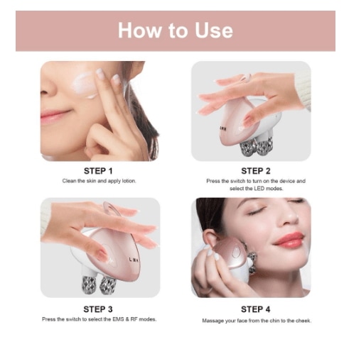5合1顔マッサージ器/4 Dヘッド付きRF EMS/家庭用美容器/5光の色モード