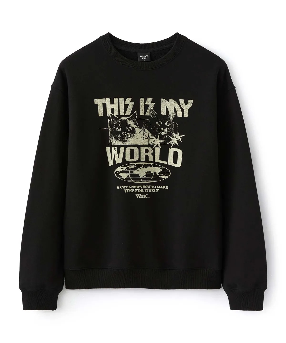 [QWER x HINA モデル着用] [MUSINSA EDITION] My World Blue Cat Sweatshirt 2color マンツーマン Tシャツ 韓国の人気ファッションブラン