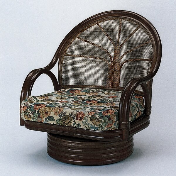 回転座椅子 ワイドミドル ラタンチェア 籐家具 座面高26cm イス チェア アジアン