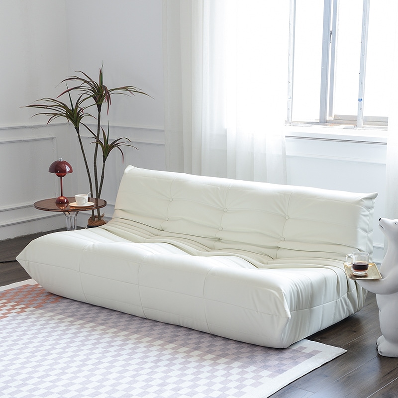 キャタピラー ソファー ふっくら 柔らか 全長 130cm 2人掛け おしゃれ かわいい インテリア 北欧 ロー ソファ カウチ くつろぎ 白 ホワイト