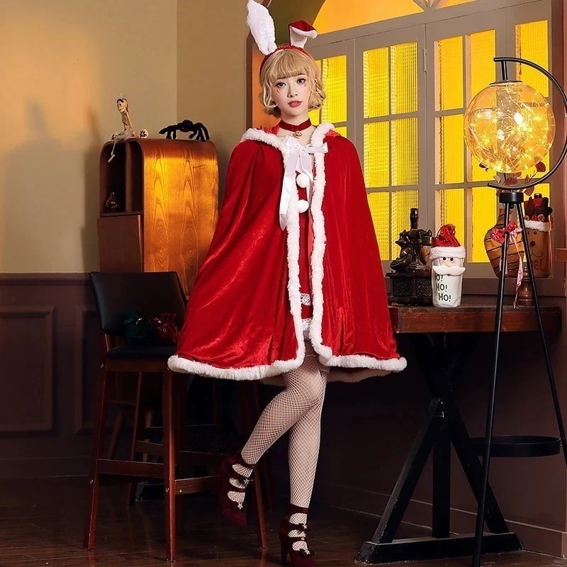 涼しく楽ち 2色ハロウィンクリスマスパーティー制服映画テレビセクシー気質女性サンタクロースクリスマスガールコスプレショー服ファッションファスナー個性かわいい仮装舞踏会お衣装を演じる親子成人子供マント着