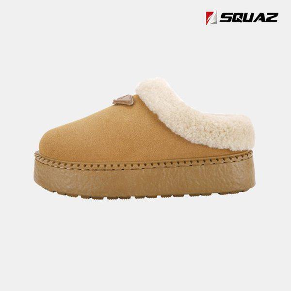 女性用カジュアルミュールスリッパ厚底防寒スエードファー付きスリッパ SSS728