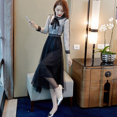 超P祭SALE シアーワンピース ワンピース レディース ファッション 40代 30代 50代 きれいめ 上品 春 秋 レースワンピース シアー素材 ハイネック