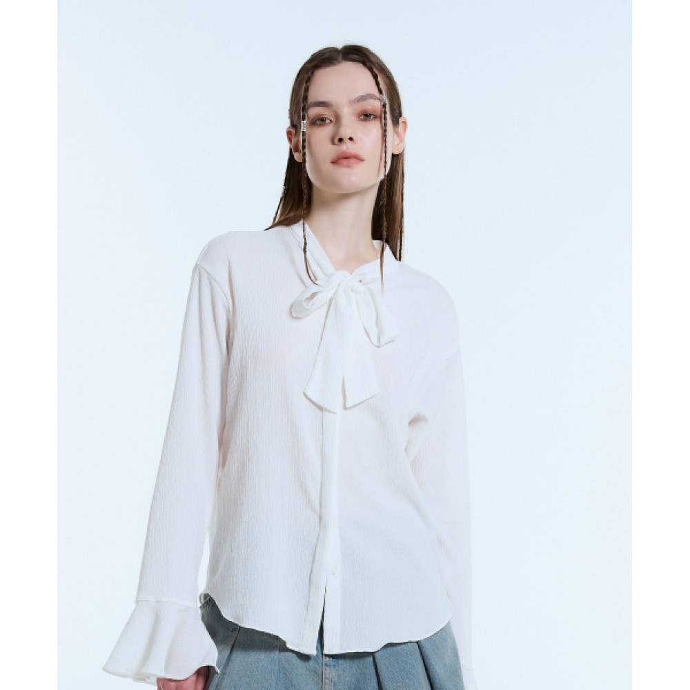 ラティジェント L11 ネクタイブラウス (ホワイト)