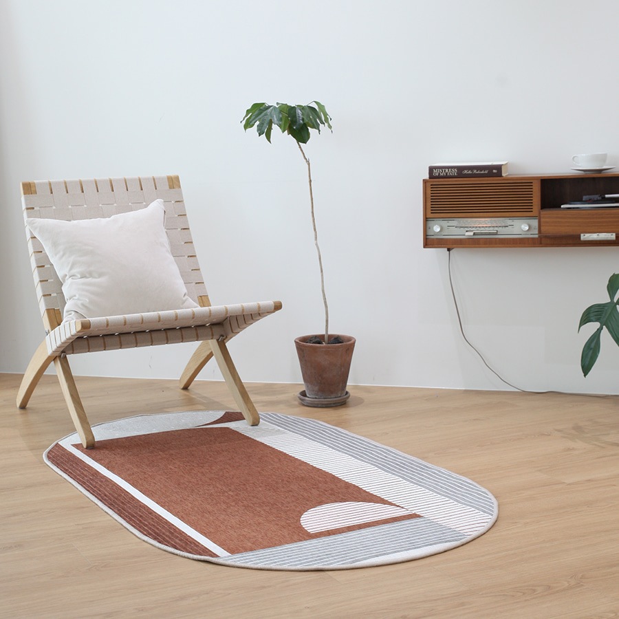 韓国 デイドリーマ ポイントカラー ユニークパターン 楕円形 ラグ FELT0042 85X150CM