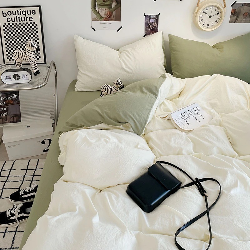 韓国ファッション 人気無地 布団カバー 4点セットアップ 枕カバー シーツ シンプル 布団セット 寝具 ベッドカバー布団カバー メガ割 5,718円