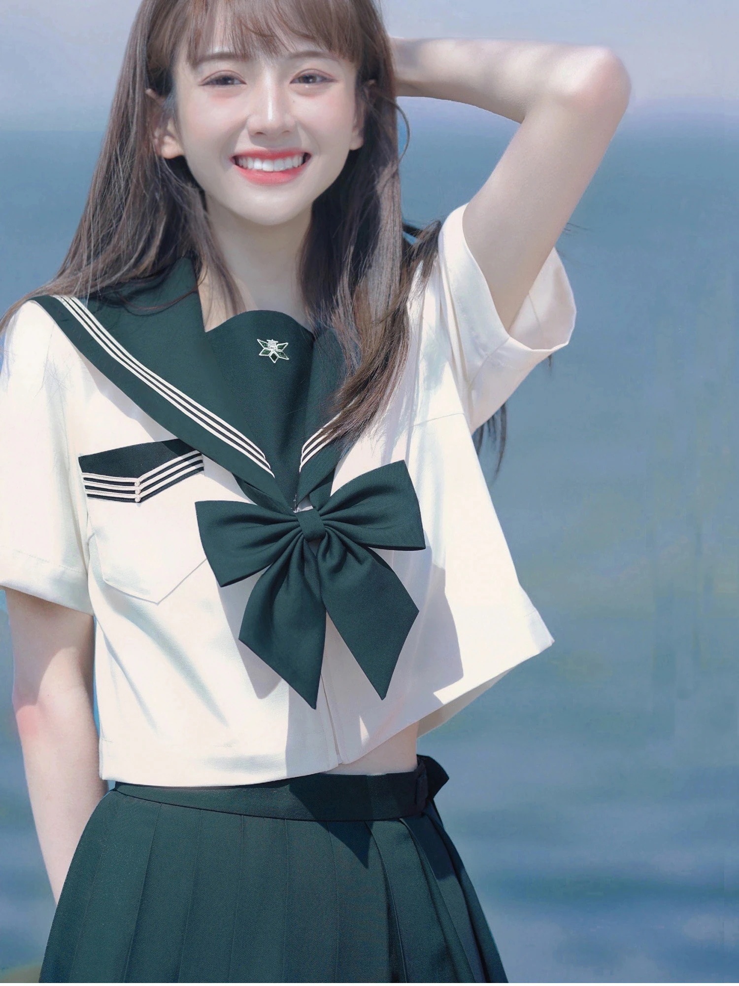 【早い者勝ちタイムセール】jkセーラー服スーツ 女子校 スクールスタイル 紺衿制服 中間服 基本モデル