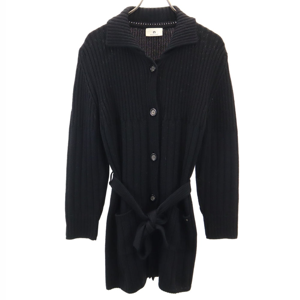 イタリア製 長袖 ニットカーディガン 44 ブラック コート レディース