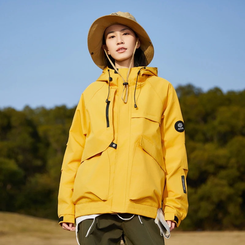 メンズ 2025 新スタイル フード付き登山ジャケット 無地 カップルスタイル 防水多機能ジャケット