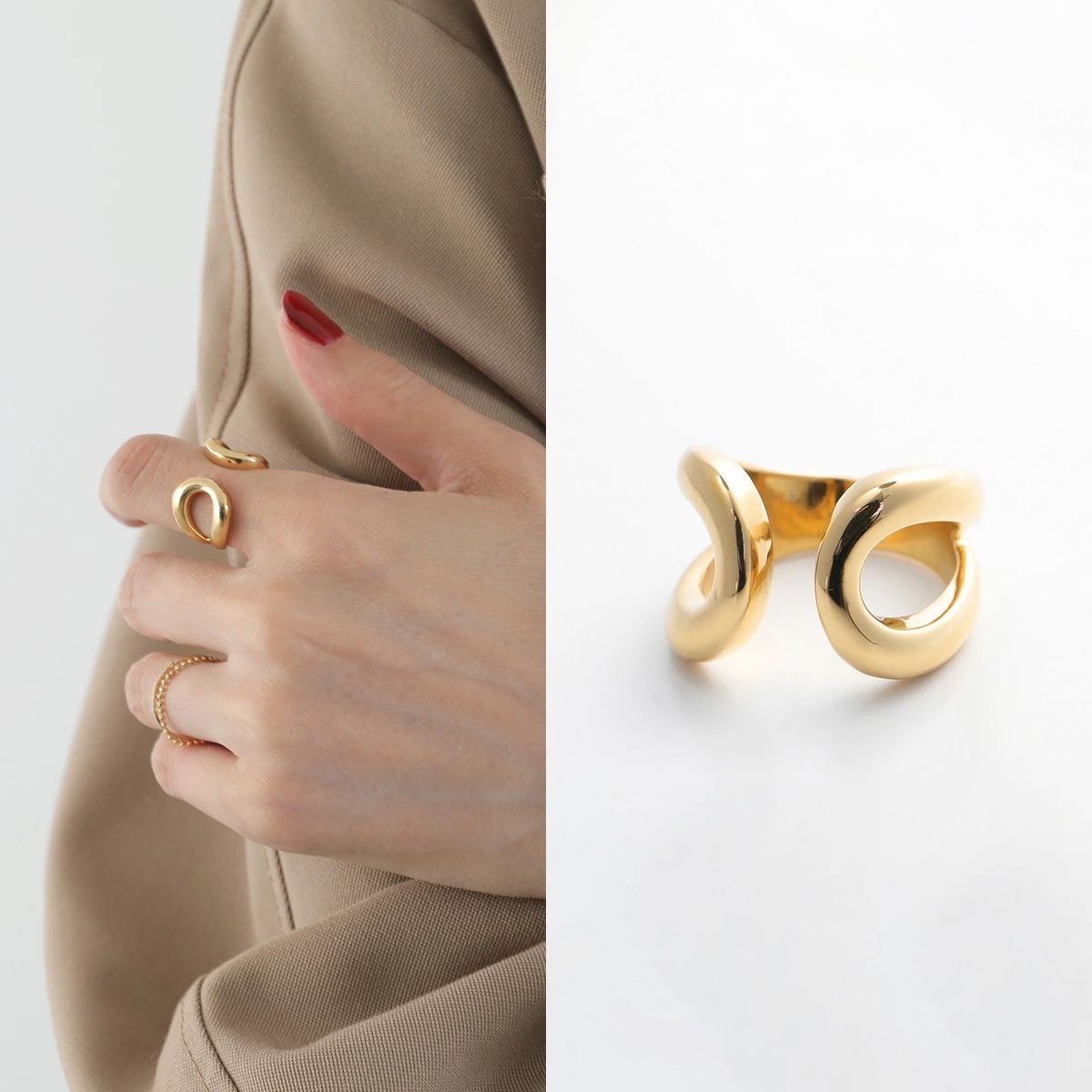 Gabriela Artigas ガブリエラアルティガス リング DOUBLE BEAM RING レディース オープンリング 指輪 アクセサリー イエローゴールド