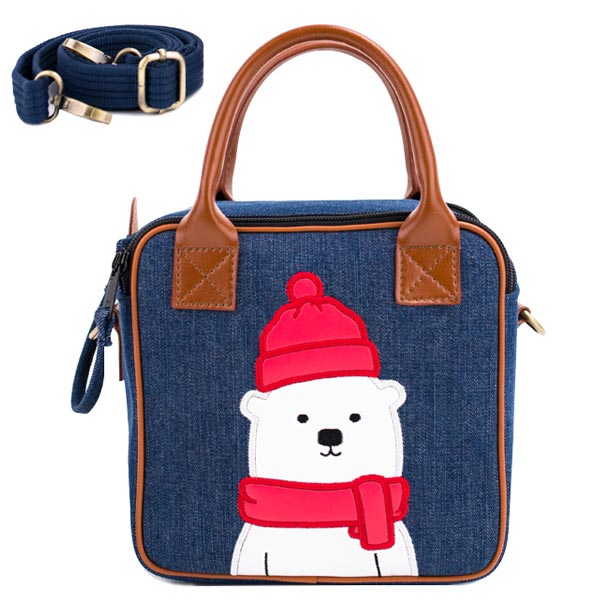 女子 カメラバッグ クマ ニット帽 カメラケース デニム かわいい 一眼レフ