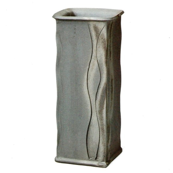 黒いぶし角傘立 （信楽焼陶器傘立梅雨玄関H）