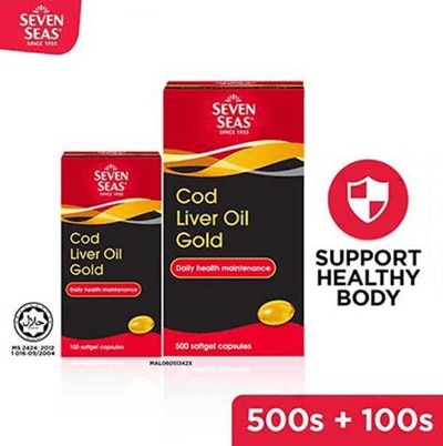 SEVEN SEAS COD LIVER OIL GOLD 500s + 100s