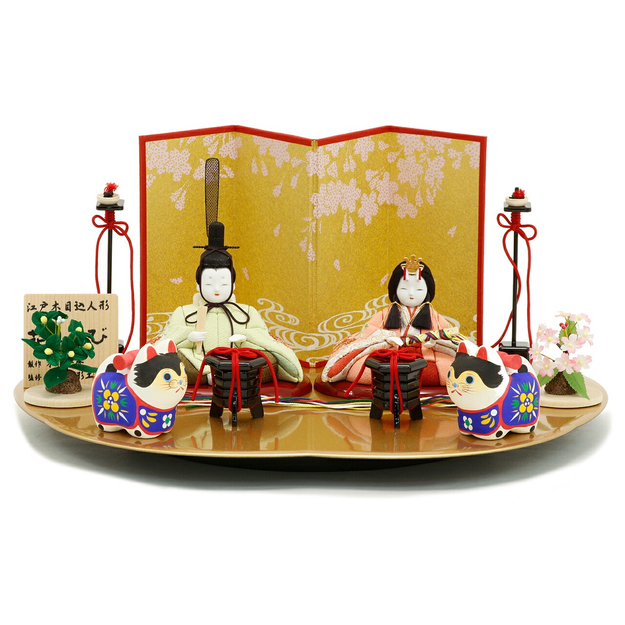 雛人形 ひな人形 お雛様 おひなさま かわいい 手作り 2025年 新作 秀光 限定品 送料無料 コンパクト ミニ 初節句 ひな祭り 木目込 一秀 二人 ２人 親王 平飾り 男雛 女雛 狛犬 こま犬