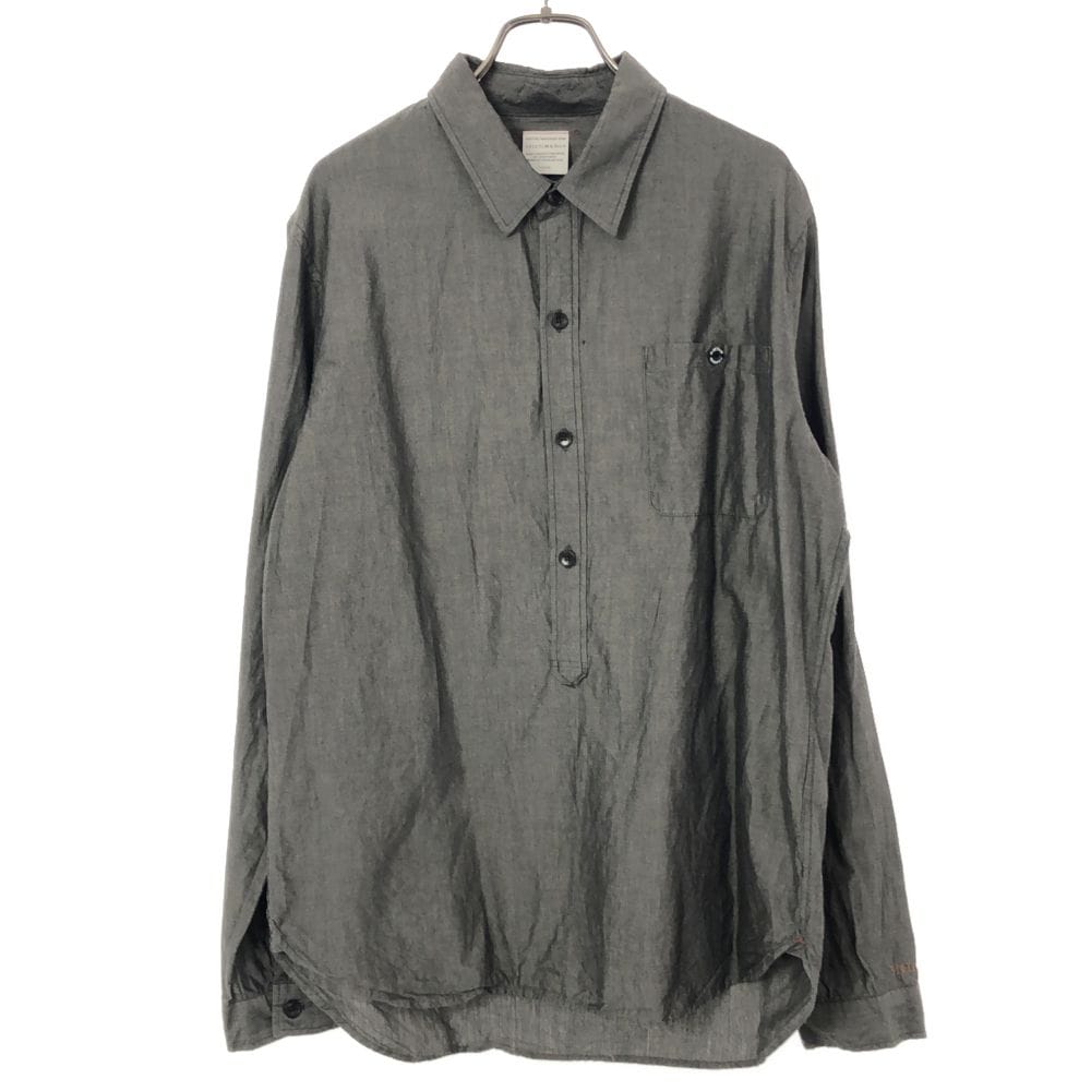 日本製 長袖 コットンシャツ L グレー系 メンズ