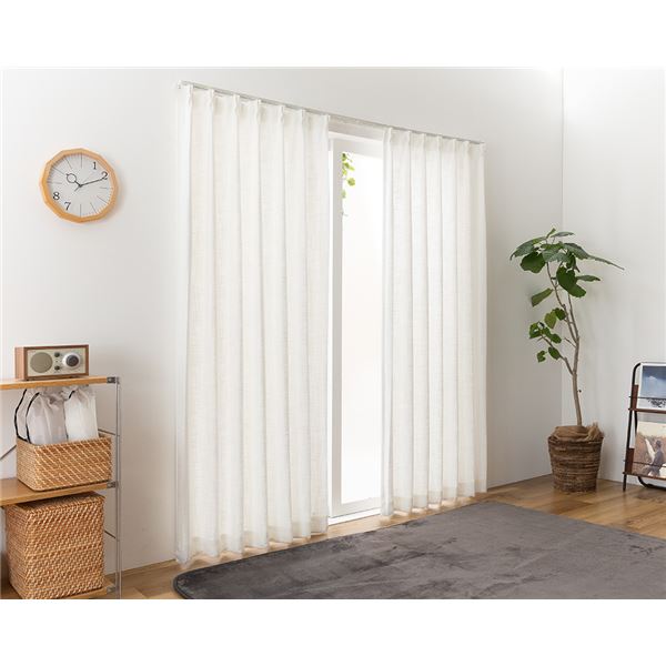 カーテン 幅150cm×丈120cm ホワイト 1枚 洗える 日本製 アジャスターフック タッセル付き 形状記憶 ロディ リビング ダイニング
