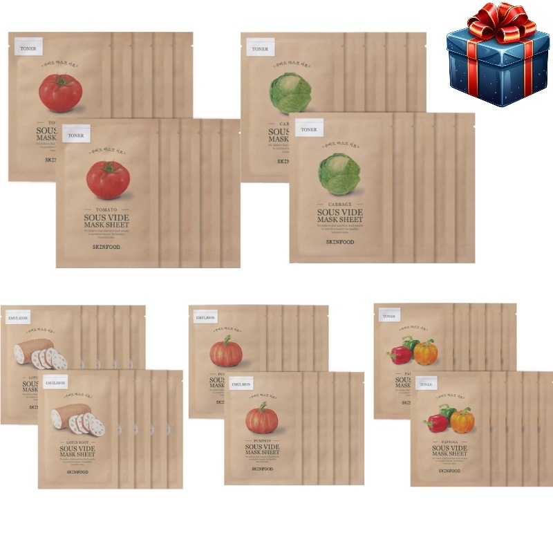 [人気パック5種]スビード マスクパック 5種X10枚 計50枚 (トマトキャベツかぼちゃレンコンパプリカ) 韓国コスメ 顔パック 栄養 水分 保湿 鎮静 弾力 デイリーケア エッセンスパック