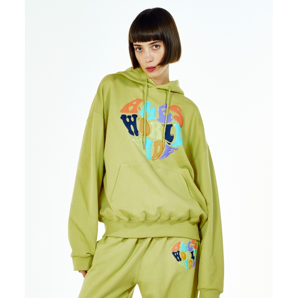 AMES-WORLDWIDE レインボー ハート パーカー イエロー