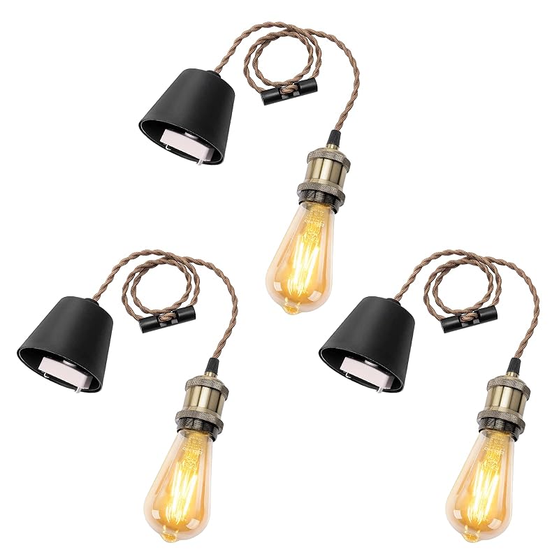 DiCUNO ペンダントライト E26口金 LED電球付き エジソン電球 引掛シーリング用 １灯用ペンダントソケット シャンパンゴールド 電球ソケット 天井照明 吊り下げ コード付き 80cm調節可