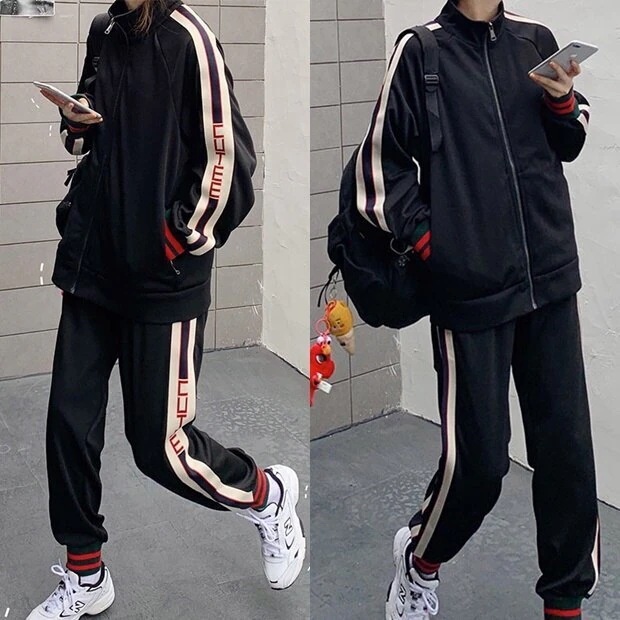 セットアップ レディース ジャージ 上下セット サイドライン ジャージ 韓国 ファッション レディー 4,590円