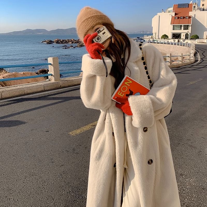 アウタートレンチコート レディース ロングコート 韓国ファッション 厚手 コート レディース ゆったり 百掛けファーコート 厚手暖かい アウター ふわふわ ファーコート 裹起毛 人気ボアアウター