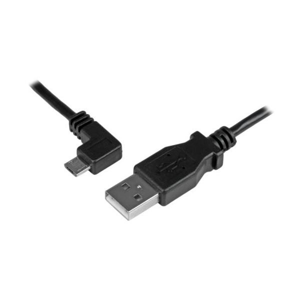 （まとめ） StarTech.com Micro USB L型左向きケーブル 1m Type A（オス）-Micro B（オス）充電＆同期用 ブラック USBAUB1MLA 1本 [x3セット]