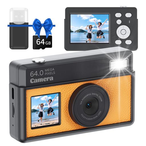 MITMOR デジタルカメラ 4K 6400万画素「2.8インチ+1.4インチ」ipsスクリーンデュアル画面 デジカメ AFオートフォーカス 18xズーム デジカメ レトロ VLOG カメラ 軽量 旅