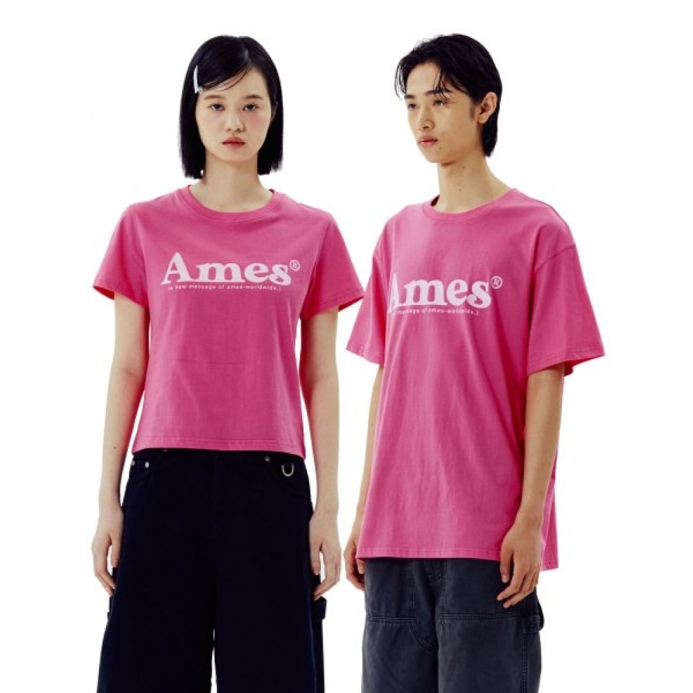 エイムズワールドワイドベーシックロゴ T シャツピンク
