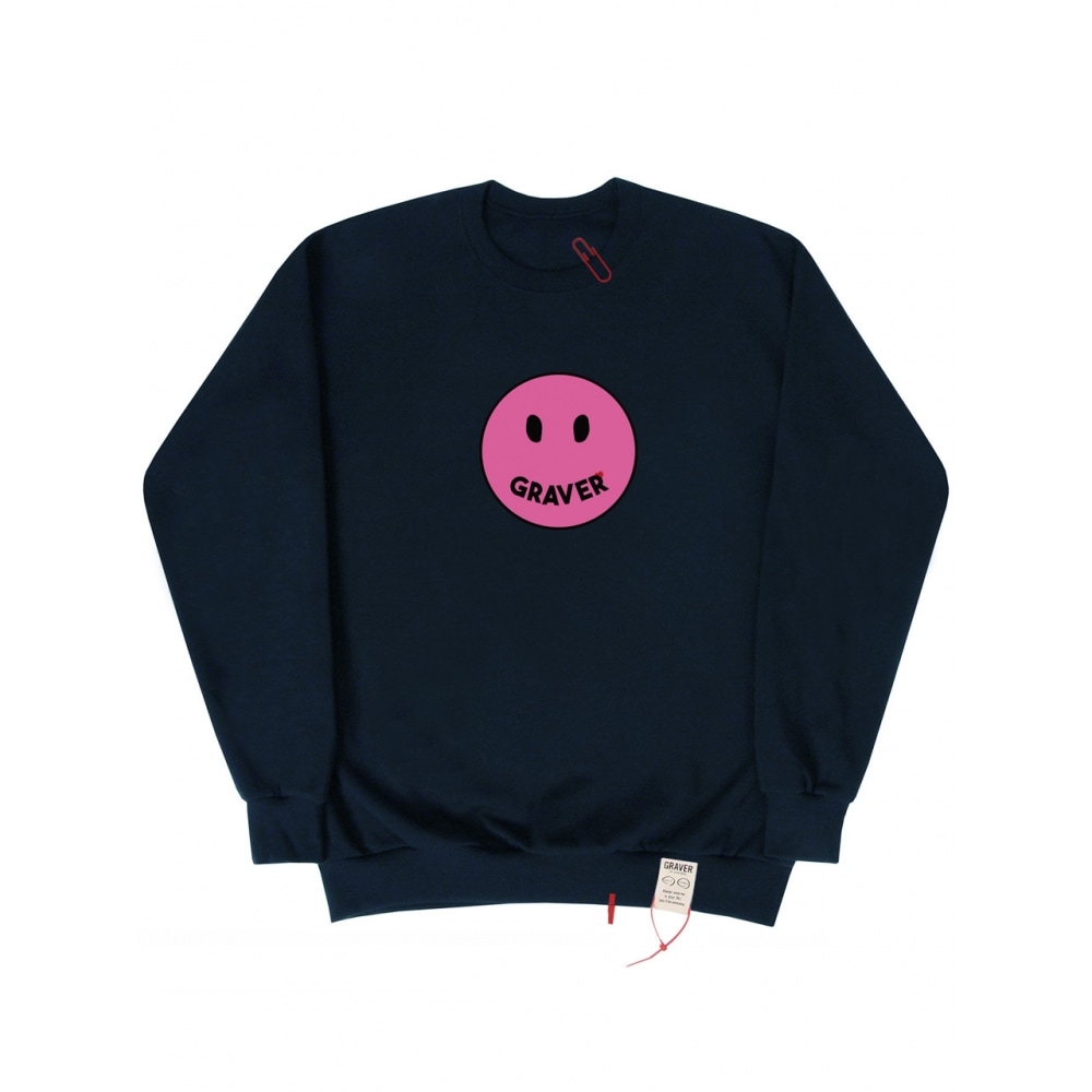 GRAVER ビッグドット ピンクスマイル マンツーマン ネイビー