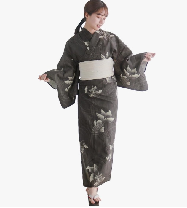 浴衣セット 変わり織 生成り 2点セット(浴衣兵児帯) レディース H 色: 宵の京金魚